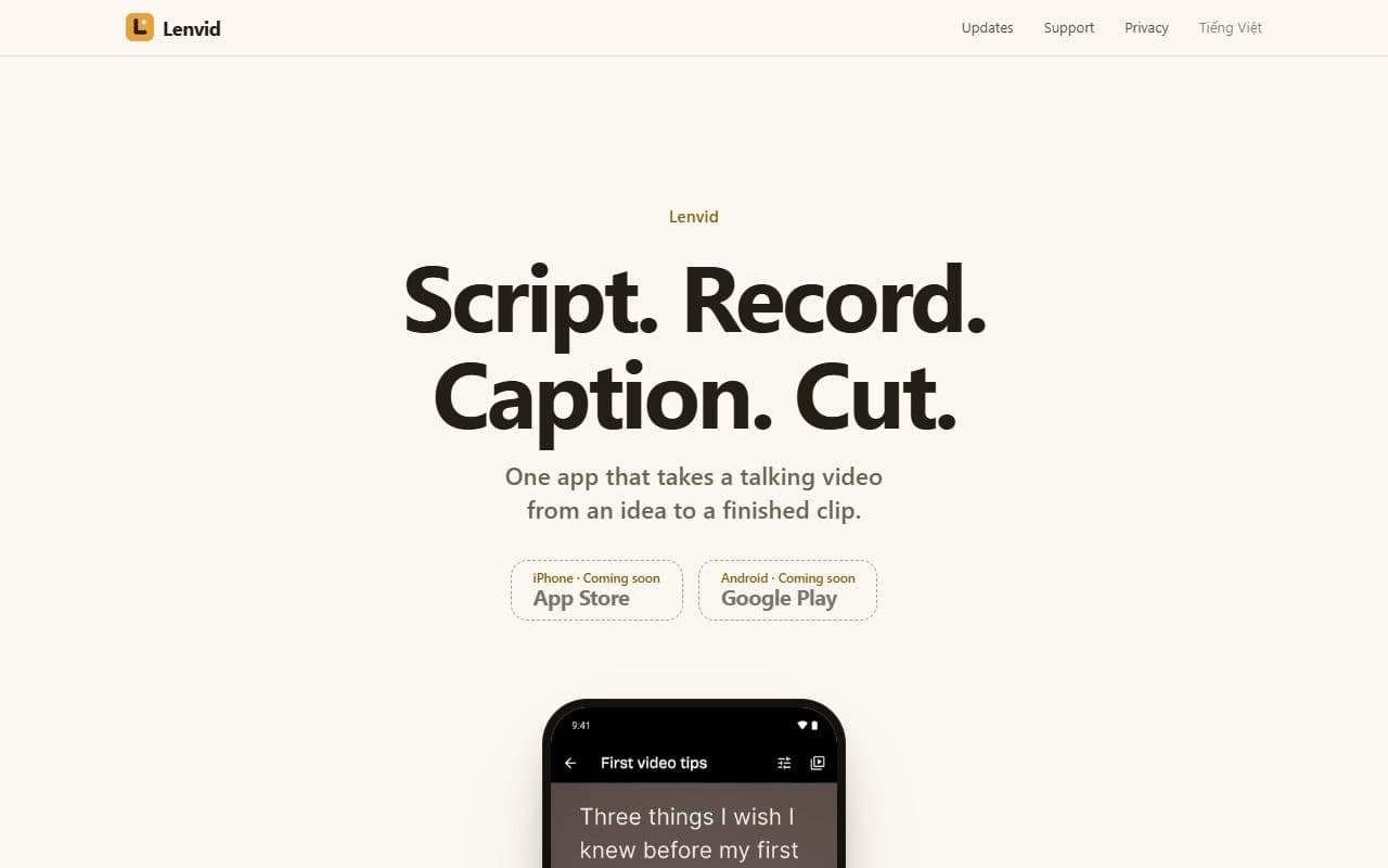 Screenshot of the Lenvid website